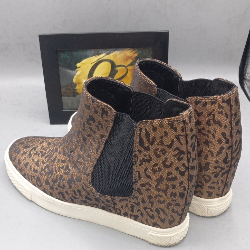 Leopard Print Slip-On Ankle Booties - Brown
